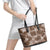 Vintage Hawaii Leather Tote Bag Hibiscus Mix Hawaiian Quilt Patches - Brown - Wonder Print Shop