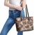 Vintage Hawaii Leather Tote Bag Hibiscus Mix Hawaiian Quilt Patches - Brown - Wonder Print Shop