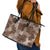 Vintage Hawaii Leather Tote Bag Hibiscus Mix Hawaiian Quilt Patches - Brown - Wonder Print Shop
