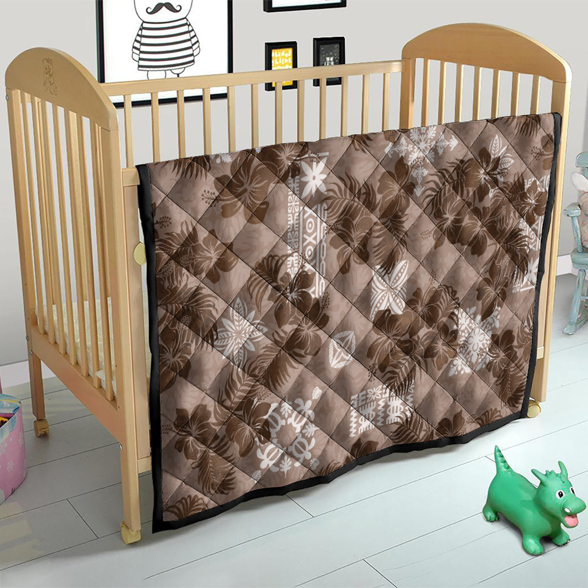 Vintage Hawaii Quilt Hibiscus Mix Hawaiian Quilt Patches - Brown - Wonder Print Shop