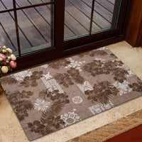Vintage Hawaii Rubber Doormat Hibiscus Mix Hawaiian Quilt Patches - Brown - Wonder Print Shop