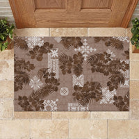 Vintage Hawaii Rubber Doormat Hibiscus Mix Hawaiian Quilt Patches - Brown - Wonder Print Shop