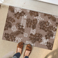 Vintage Hawaii Rubber Doormat Hibiscus Mix Hawaiian Quilt Patches - Brown - Wonder Print Shop