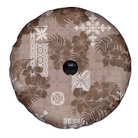 Vintage Hawaii Spare Tire Cover Hibiscus Mix Hawaiian Quilt Patches - Brown - Wonder Print Shop