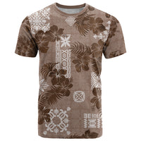 Vintage Hawaii T Shirt Hibiscus Mix Hawaiian Quilt Patches - Brown - Wonder Print Shop