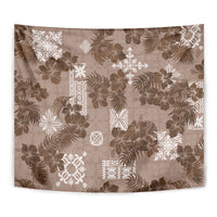 Vintage Hawaii Tapestry Hibiscus Mix Hawaiian Quilt Patches - Brown - Wonder Print Shop
