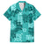 Vintage Hawaii Family Matching Summer Maxi Dress and Hawaiian Shirt Hibiscus Mix Hawaiian Quilt Patches - Teal - Wonder Print Shop