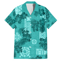 Vintage Hawaii Hawaiian Shirt Hibiscus Mix Hawaiian Quilt Patches - Teal - Wonder Print Shop