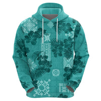 Vintage Hawaii Hoodie Hibiscus Mix Hawaiian Quilt Patches - Teal - Wonder Print Shop