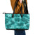 Vintage Hawaii Leather Tote Bag Hibiscus Mix Hawaiian Quilt Patches - Teal - Wonder Print Shop