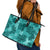 Vintage Hawaii Leather Tote Bag Hibiscus Mix Hawaiian Quilt Patches - Teal - Wonder Print Shop