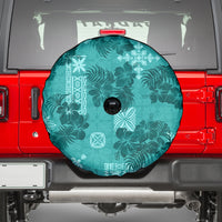 Vintage Hawaii Spare Tire Cover Hibiscus Mix Hawaiian Quilt Patches - Teal - Wonder Print Shop