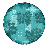 Vintage Hawaii Spare Tire Cover Hibiscus Mix Hawaiian Quilt Patches - Teal - Wonder Print Shop