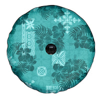 Vintage Hawaii Spare Tire Cover Hibiscus Mix Hawaiian Quilt Patches - Teal - Wonder Print Shop