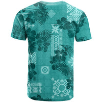 Vintage Hawaii T Shirt Hibiscus Mix Hawaiian Quilt Patches - Teal - Wonder Print Shop