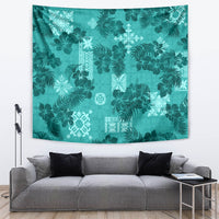 Vintage Hawaii Tapestry Hibiscus Mix Hawaiian Quilt Patches - Teal - Wonder Print Shop