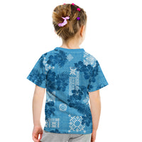 Hawaii Tapa Kid T Shirt Hibiscus Mix Hawaiian Quilt Patches - Blue - Wonder Print Shop