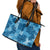 Hawaii Tapa Leather Tote Bag Hibiscus Mix Hawaiian Quilt Patches - Blue - Wonder Print Shop