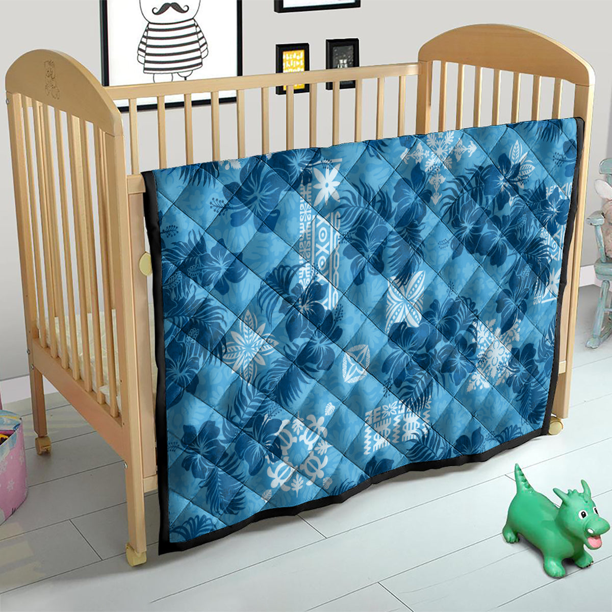 Hawaii Tapa Quilt Hibiscus Mix Hawaiian Quilt Patches - Blue - Wonder Print Shop