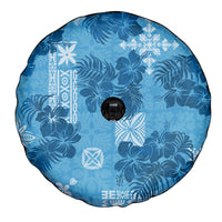 Hawaii Tapa Spare Tire Cover Hibiscus Mix Hawaiian Quilt Patches - Blue - Wonder Print Shop