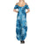 Hawaii Tapa Summer Maxi Dress Hibiscus Mix Hawaiian Quilt Patches - Blue - Wonder Print Shop