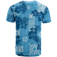 Hawaii Tapa T Shirt Hibiscus Mix Hawaiian Quilt Patches - Blue - Wonder Print Shop