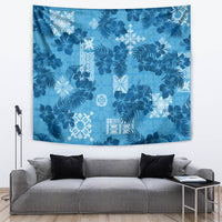 Hawaii Tapa Tapestry Hibiscus Mix Hawaiian Quilt Patches - Blue - Wonder Print Shop