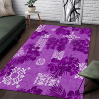 Hawaii Tapa Area Rug Hibiscus Mix Hawaiian Quilt Patches - Violet LT7 - Wonder Print Shop