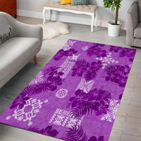 Hawaii Tapa Area Rug Hibiscus Mix Hawaiian Quilt Patches - Violet LT7 - Wonder Print Shop