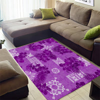 Hawaii Tapa Area Rug Hibiscus Mix Hawaiian Quilt Patches - Violet LT7 - Wonder Print Shop