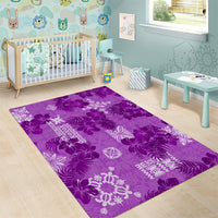 Hawaii Tapa Area Rug Hibiscus Mix Hawaiian Quilt Patches - Violet LT7 - Wonder Print Shop