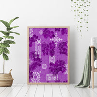 Hawaii Tapa Canvas Wall Art Hibiscus Mix Hawaiian Quilt Patches - Violet LT7 - Wonder Print Shop