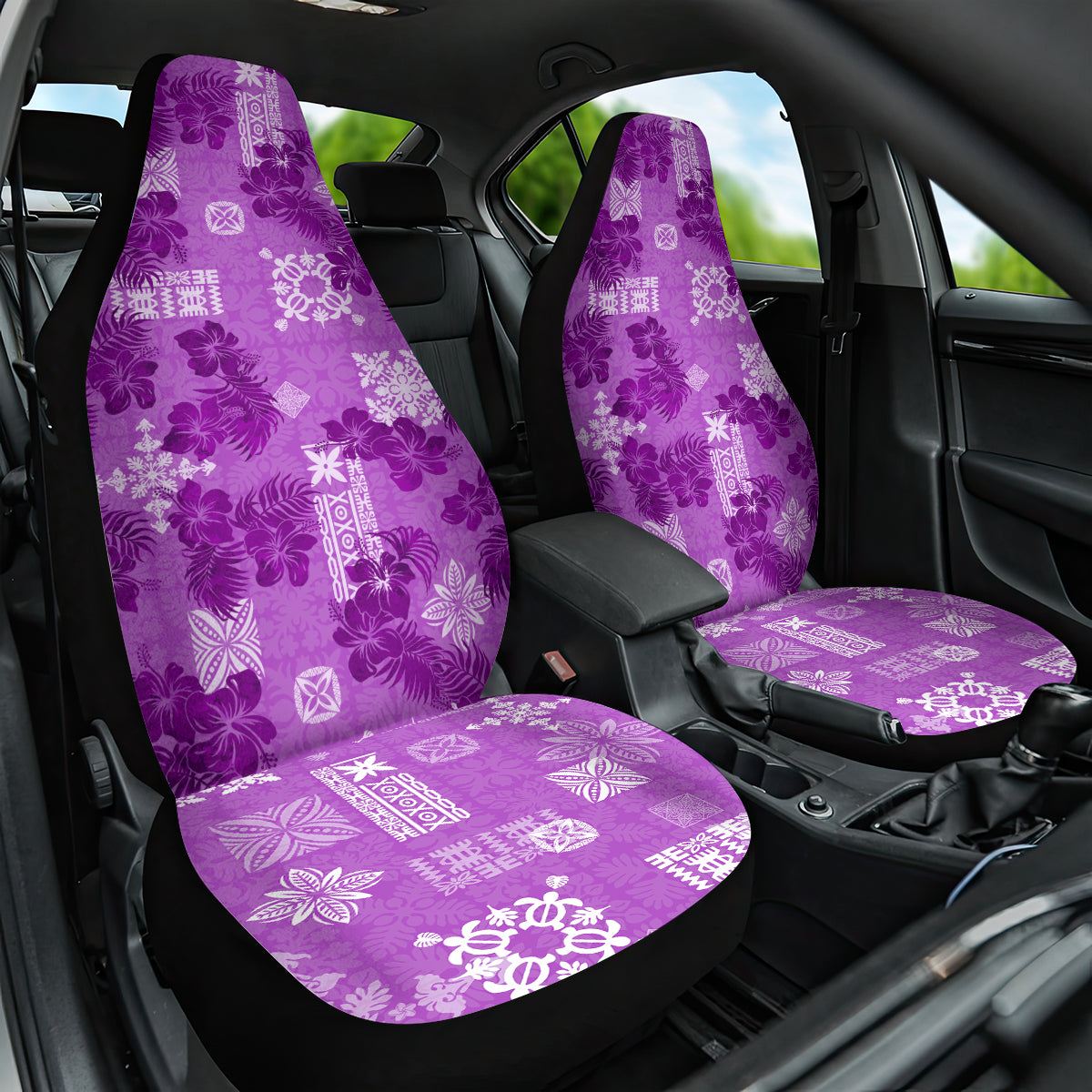 Hawaii Tapa Car Seat Cover Hibiscus Mix Hawaiian Quilt Patches - Violet LT7 - Wonder Print Shop