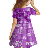 Hawaii Tapa Family Matching Mermaid Dress and Hawaiian Shirt Hibiscus Mix Hawaiian Quilt Patches - Violet LT7 - Wonder Print Shop