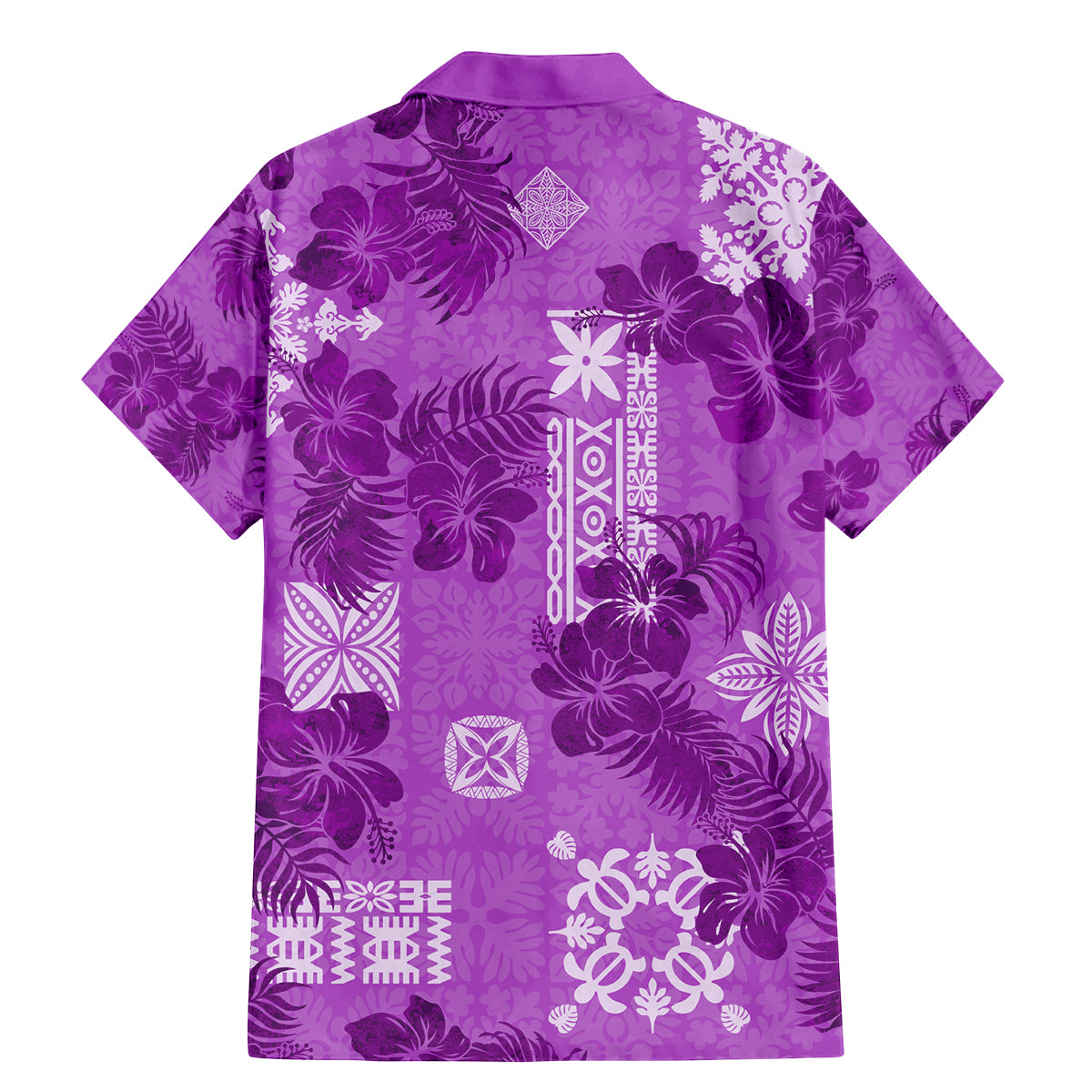 Hawaii Tapa Family Matching Mermaid Dress and Hawaiian Shirt Hibiscus Mix Hawaiian Quilt Patches - Violet LT7 - Wonder Print Shop