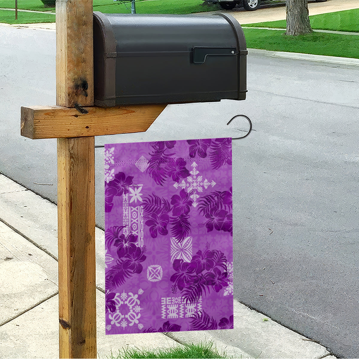 Hawaii Tapa Garden Flag Hibiscus Mix Hawaiian Quilt Patches - Violet - Wonder Print Shop