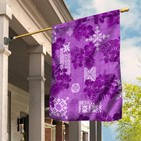 Hawaii Tapa Garden Flag Hibiscus Mix Hawaiian Quilt Patches - Violet - Wonder Print Shop