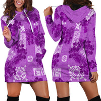 Hawaii Tapa Hoodie Dress Hibiscus Mix Hawaiian Quilt Patches - Violet - Wonder Print Shop