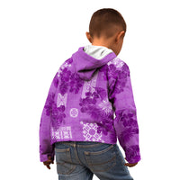 Hawaii Tapa Kid Hoodie Hibiscus Mix Hawaiian Quilt Patches - Violet - Wonder Print Shop