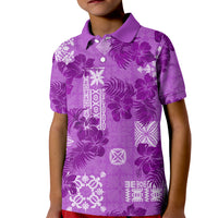 Hawaii Tapa Kid Polo Shirt Hibiscus Mix Hawaiian Quilt Patches - Violet - Wonder Print Shop