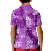 Hawaii Tapa Kid Polo Shirt Hibiscus Mix Hawaiian Quilt Patches - Violet - Wonder Print Shop