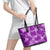 Hawaii Tapa Leather Tote Bag Hibiscus Mix Hawaiian Quilt Patches - Violet - Wonder Print Shop
