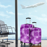 Hawaii Tapa Luggage Cover Hibiscus Mix Hawaiian Quilt Patches - Violet - Wonder Print Shop