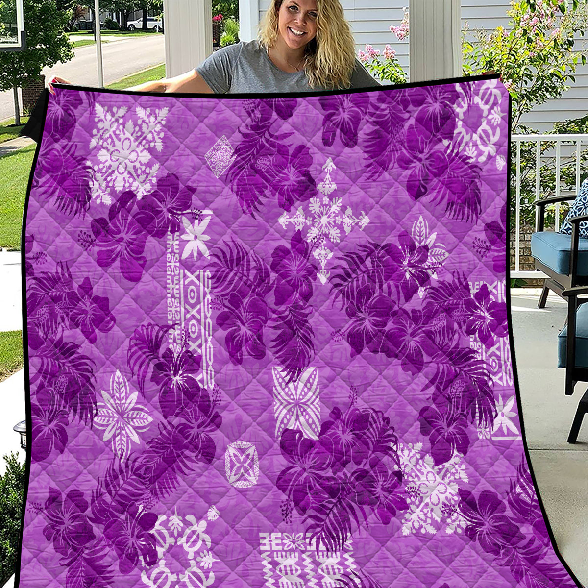 Hawaii Tapa Quilt Hibiscus Mix Hawaiian Quilt Patches - Violet - Wonder Print Shop