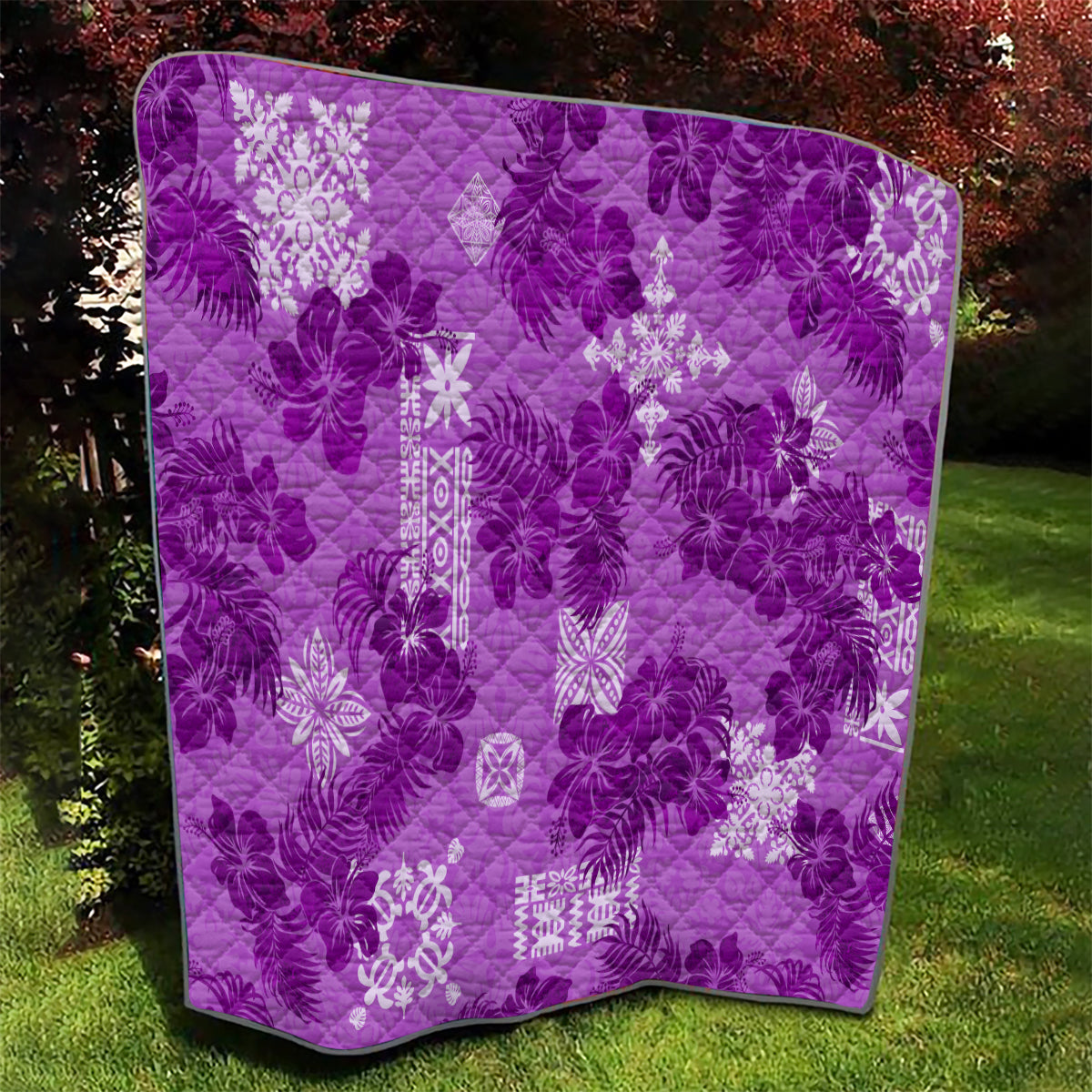 Hawaii Tapa Quilt Hibiscus Mix Hawaiian Quilt Patches - Violet - Wonder Print Shop