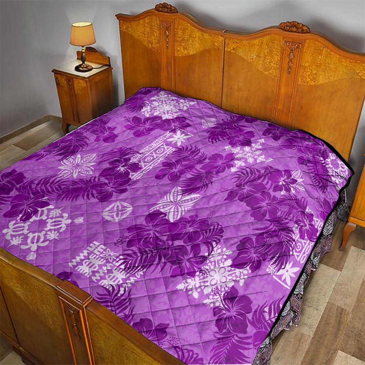 Hawaii Tapa Quilt Hibiscus Mix Hawaiian Quilt Patches - Violet - Wonder Print Shop