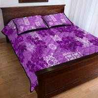 Hawaii Tapa Quilt Bed Set Hibiscus Mix Hawaiian Quilt Patches - Violet - Wonder Print Shop