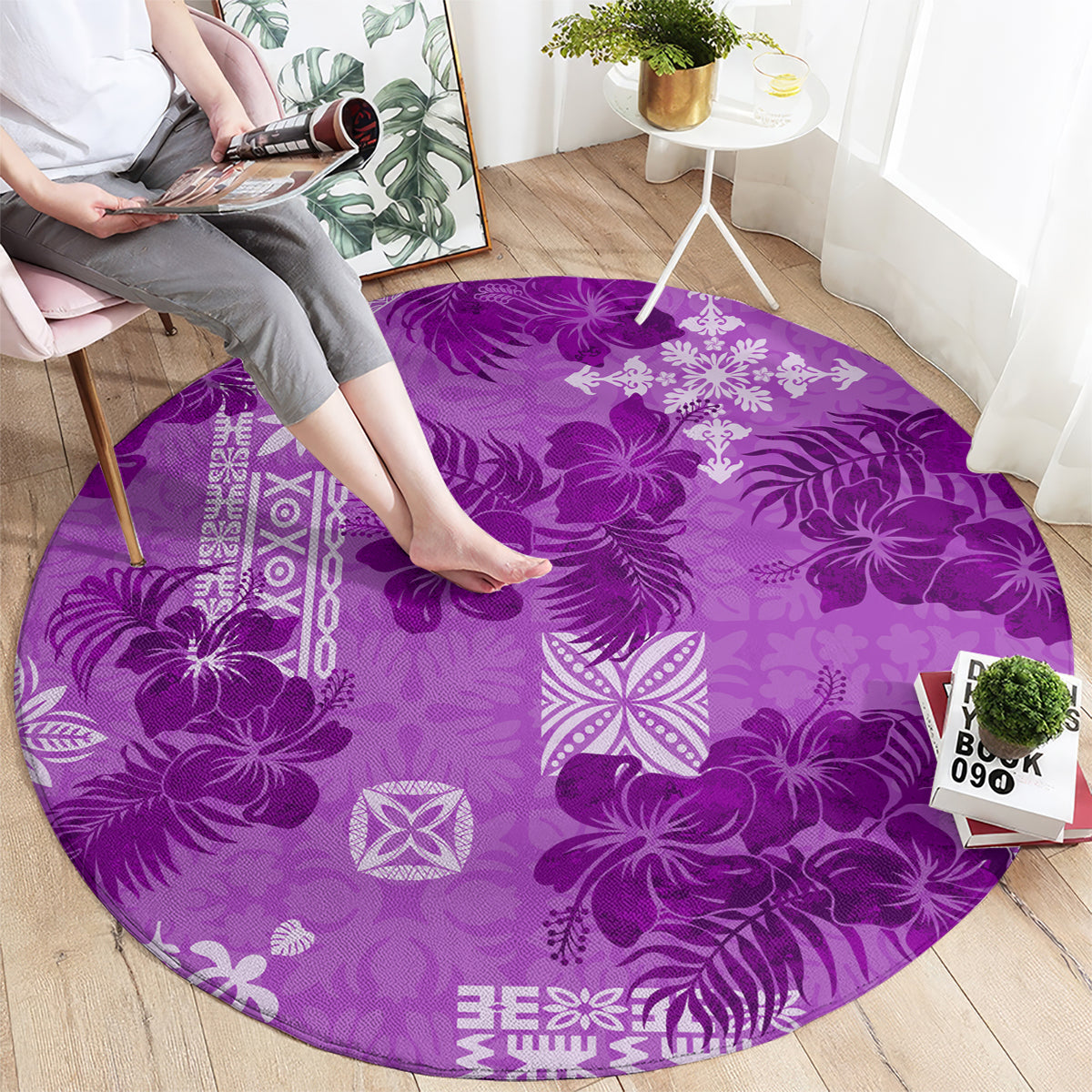 hawaii-tapa-round-carpet-hibiscus-mix-hawaiian-quilt-patches-violet