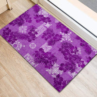 Hawaii Tapa Rubber Doormat Hibiscus Mix Hawaiian Quilt Patches - Violet - Wonder Print Shop