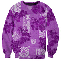 Hawaii Tapa Sweatshirt Hibiscus Mix Hawaiian Quilt Patches - Violet - Wonder Print Shop